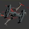Starfighter Models With Black Hexagonal Wings And White Red X Design On Dark Reflective Background