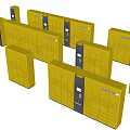 Yellow Public Lockers Storage Facility With Multiple Units And Secure Locks Arranged Neatly 3d model