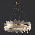 Modern Elegant Chandelier With Frosted Glass Leaf Shaped Double Layer Metal Frame