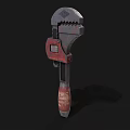 Durable Hardware Tools Adjustable Wrench With Red Handle And Metal Construction 3d model