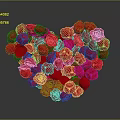 Red Roses Formed Into Heart Shaped Floral Arrangement For Decor