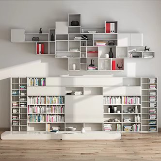 Modern Bookcase White Bookcase Decorative Cabinet Storage Rack 3d model