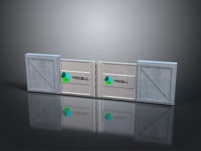 TYPCELL Brand Metal Panel Components With Logo And Gray Frames Design 3d model