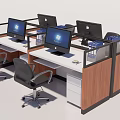 Modern Office Workstation Cubicles With Multiple Desks Computers And Ergonomic Chairs 3d model