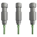 Three Durable Automotive Cylindrical Parts With Green Connectors And Threaded Ends