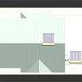 Cartoon Style House Scene With Green Roof Balconies Yellow Elements And White Walls