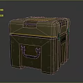 Durable Military Green Storage Crate With Yellow Accent Edges And Black Handle