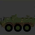 Armored Wheeled Military Tank With Camouflage Coating Green Wheels Turret And Antenna