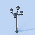 Outdoor Lamp Post With Four Lantern Heads Traditional Black Design For Garden Decor