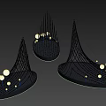 Modern Unique Curved Wire Frame Outdoor Lights With LED Bulbs And Warm Glow
