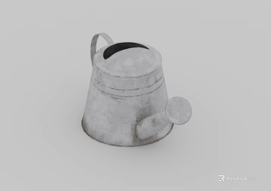 Silver Metal Daily Electrical Appliance Watering Can With Handle And Spout 3d model 