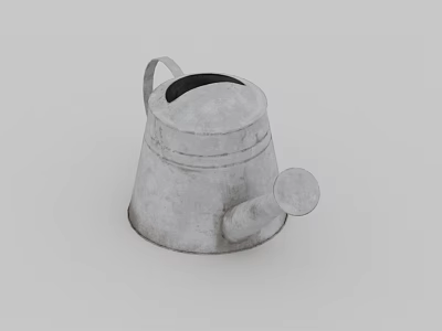 Silver Metal Daily Electrical Appliance Watering Can With Handle And Spout 3d model