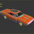 Red Classic Muscle Car With Sleek Body And Black Grille Roof Design