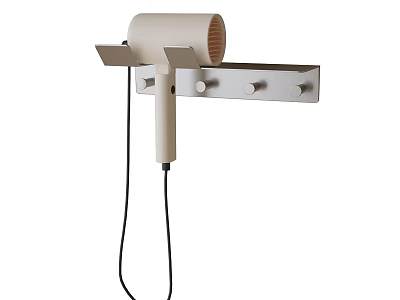 Smart Hair Dryer With Wall Mounted Holder And Modern White Design 3d model