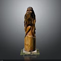 Handcrafted Wooden Furniture Sculpture With Long Beard Human Figure And Green Base