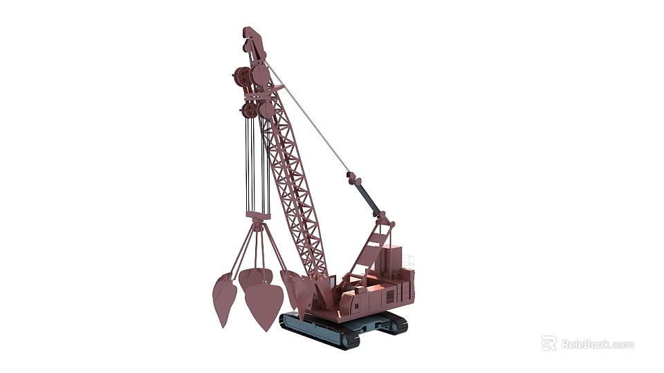 Crawler Crane Functional Vehicle Featuring Grab Bucket And Extended Boom For Industrial Engineering 3d model