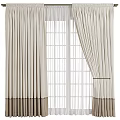 Beige Curtains With Sheer Panels Framing Glass Door And Floor Reflection
