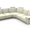 Light Beige L Shaped Fabric Sectional Sofa With Multiple Comfortable Cushions 3d model
