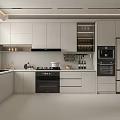 Modern Kitchen Interior Design With White Cabinets Island Counter And Appliances