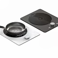 Practical White And Black Induction Cooktops With Non Stick Pan For Kitchen