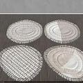 Stylish Round Rugs With Fringed Edges And Diverse Woven Patterns On Wooden Floor
