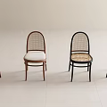 Modern Dining Chairs Featuring Rattan Back Design And Wooden Frame In Various Colors