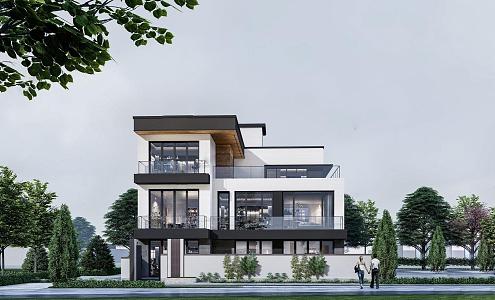 Modern single-family villa 3d model