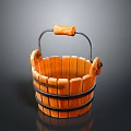 Sturdy Wooden Bucket With Metal Handle And Wooden Grip For Daily Use