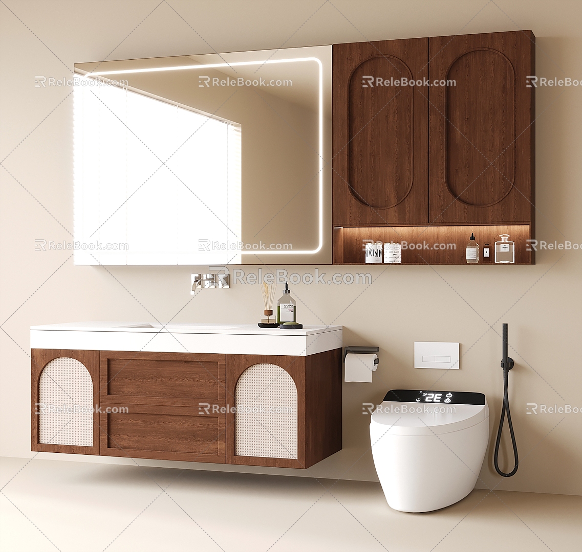 Chinese Hanging Bathroom Cabinet Bathroom Cabinet Toilet Mirror Cabinet 3d model