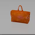 Orange Textured Leather Tote Bag With Top Handles And Spacious Design