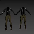 Stylish Black Leather Biker Jacket With Khaki Cargo Pants And Brown Boots