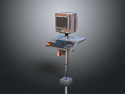 Professional Electronic Equipment With Display Screen And Control Panel On Metal Stand 3d model