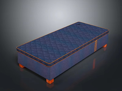 Navy Blue Mattress with Diamond Pattern and Orange Trim Short Legs Modern Design 3d model