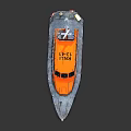 Orange RNLI Rescue Yacht With Navy Blue Hull And Lifebuoy