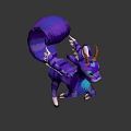 3D Fantasy Game Character With Purple Blue Fur Antler Horns And Dragon Wings