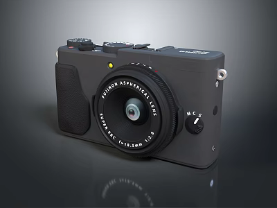 Black Compact Digital Camera With Manual Controls And High Quality Professional Lens 3d model