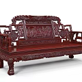 Chinese Style Mahogany Multi Person Sofa With Intricate Carved Patterns And Classic Design