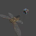 Detailed Cicada With Transparent Wings And Colorful Rubik's Cube On Gray Background