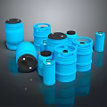 Assorted Collection of Blue Drums with Black Lids in Various Sizes