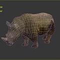 Realistic Rhinoceros Sculpture With Textured Brown Gray Surface On Dark Background