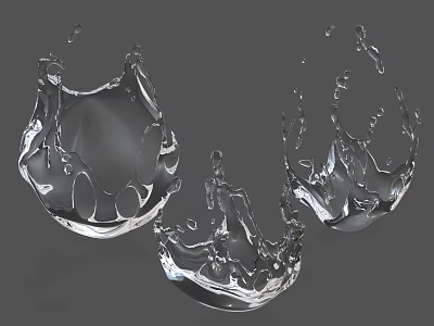 Transparent Glass Water Drop Decorative Ornament Set with Splashing Design for Home Decor 3d model