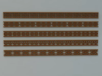 Multiple Decorative Wooden Room Dividers With Intricate Carved Patterns For Home Interior 3d model