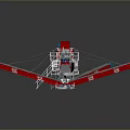 Industrial Machinery With Red And Silver Extended Arms And Mechanical Structure