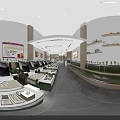 Luxury Spa Center Interior With Massage Beds Green Cushions And Decorative Paintings