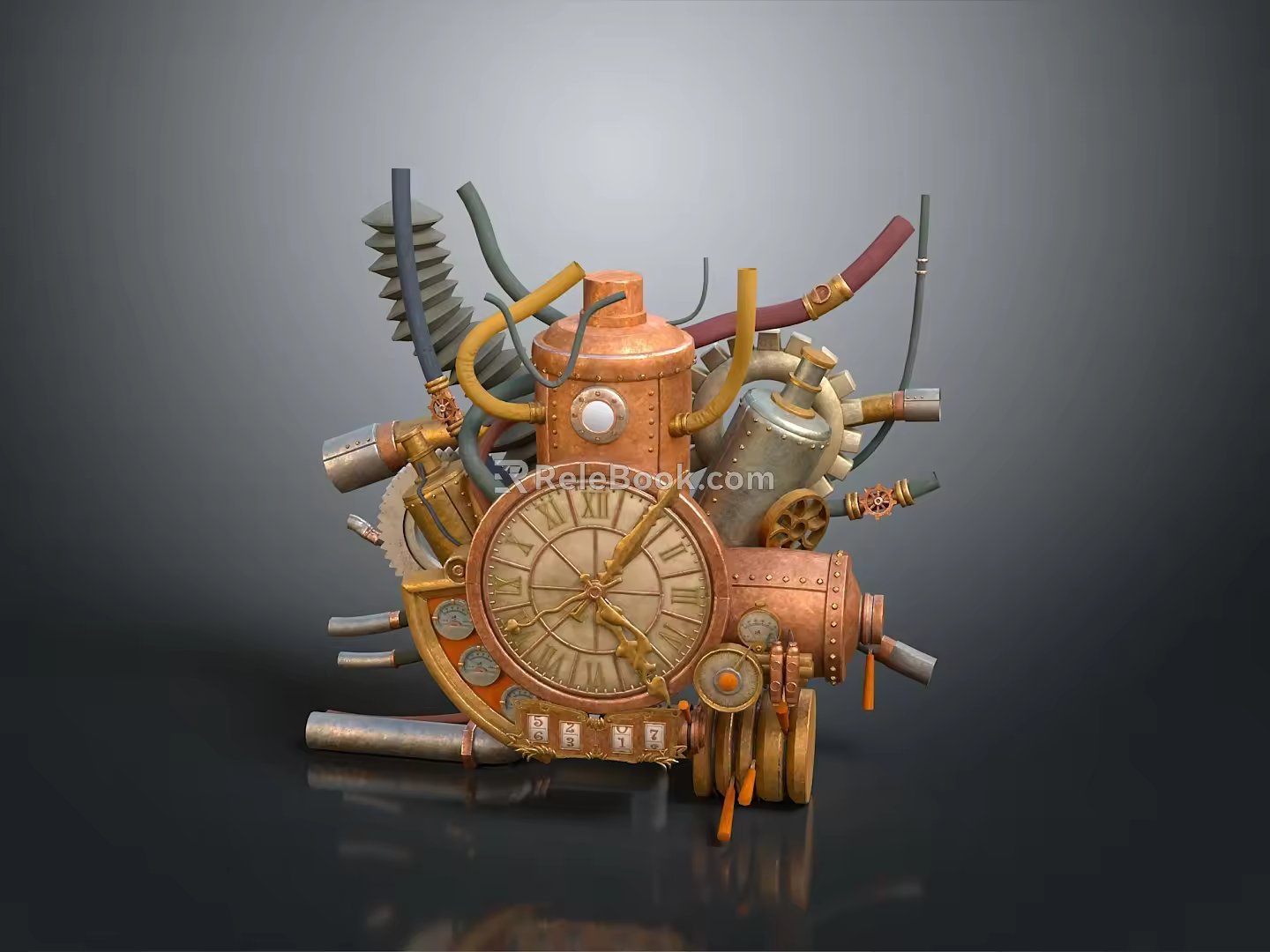 Floor Clock Big Clock Retro Clock Retro Clock Retro Clock Large Clock Pendulum Furnishings 3d model