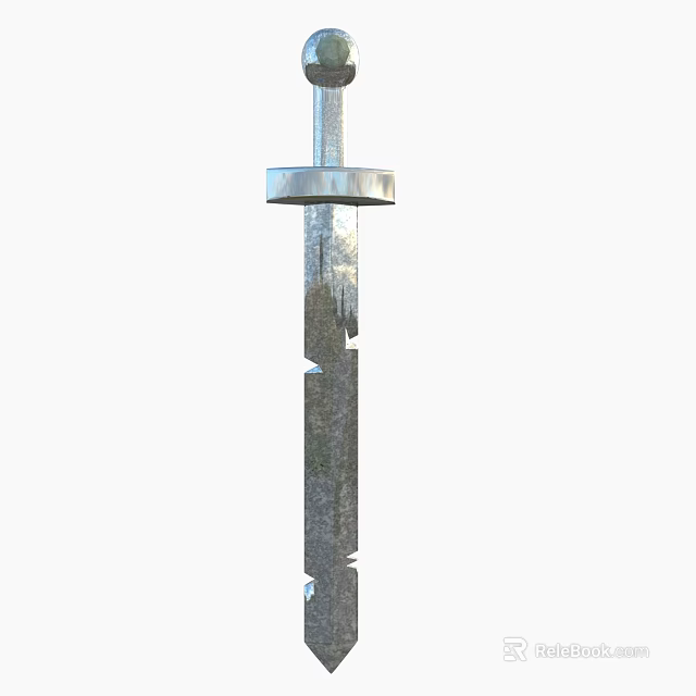 Silver Metal Sword Traditional Weapon With Sharp Blade And Polished Handle 3d model 