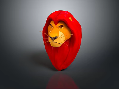 Red Lion Head 3D Model Decorative Sculpture With Vibrant Mane And Detailed Features 3d model