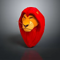 Red Lion Head 3D Model Decorative Sculpture With Vibrant Mane And Detailed Features