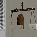 Functional Wall Mounted Coat Rack With Hanging Umbrella Backpack And Handbag 3d model