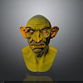 Fantasy Creature Bust With Yellow Skin Large Ears And Wrinkled Face